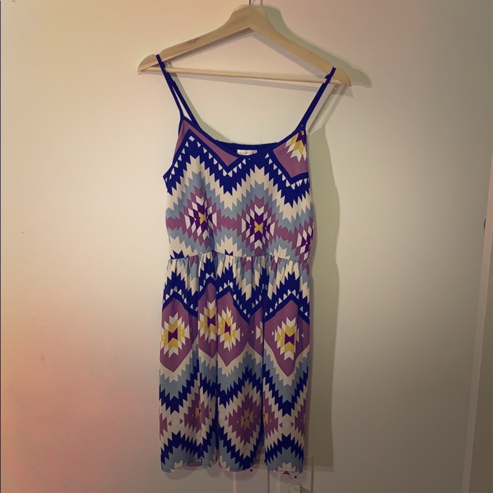 Spaghetti Strapped Dress with Geometric Design